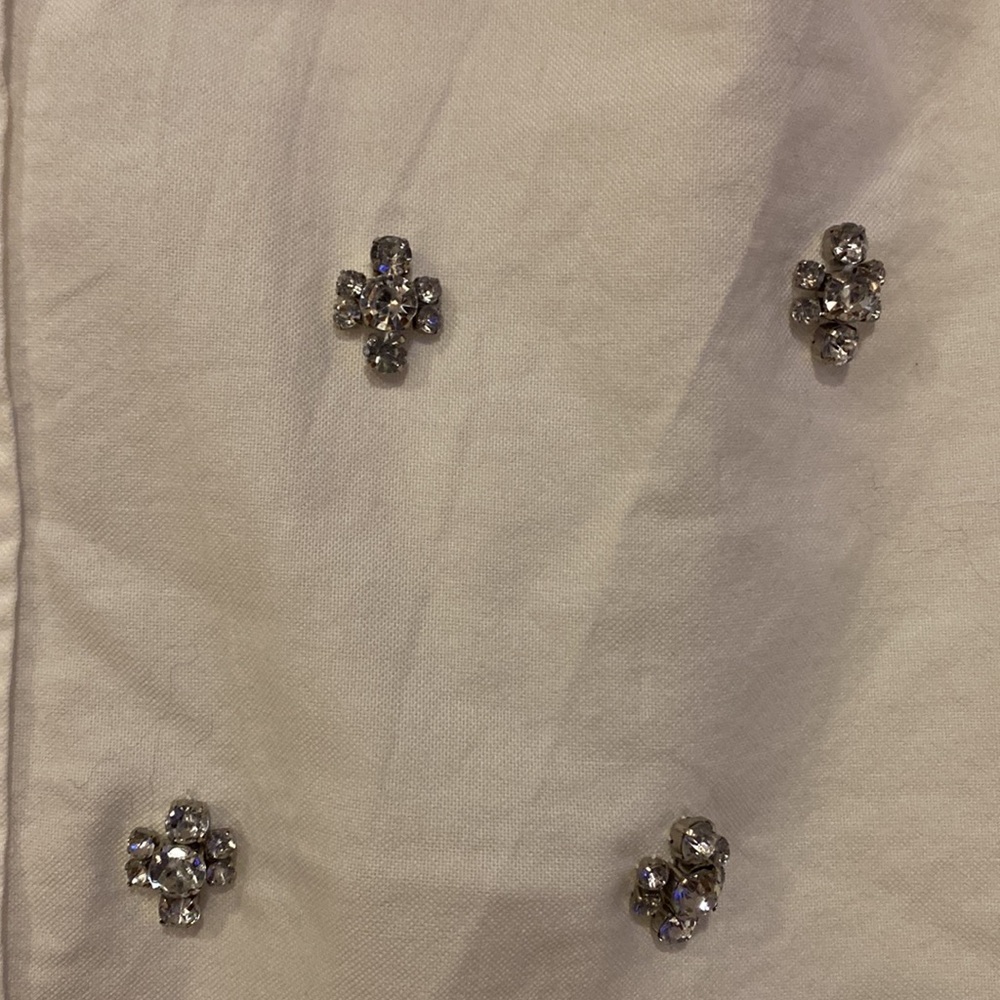 J Crew Xs Button Down Rhinestone Embellished Shirt - image 2